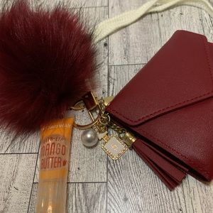 Red keychains wallet with Broadway mango butter